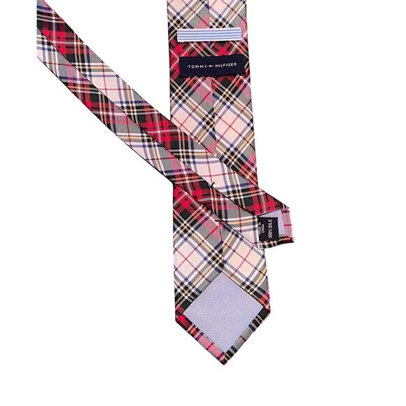 Tommy Hilfiger Red, Green, Blue Tartan Plaid Silk Tie, 58.5" - Picture 3 of 6